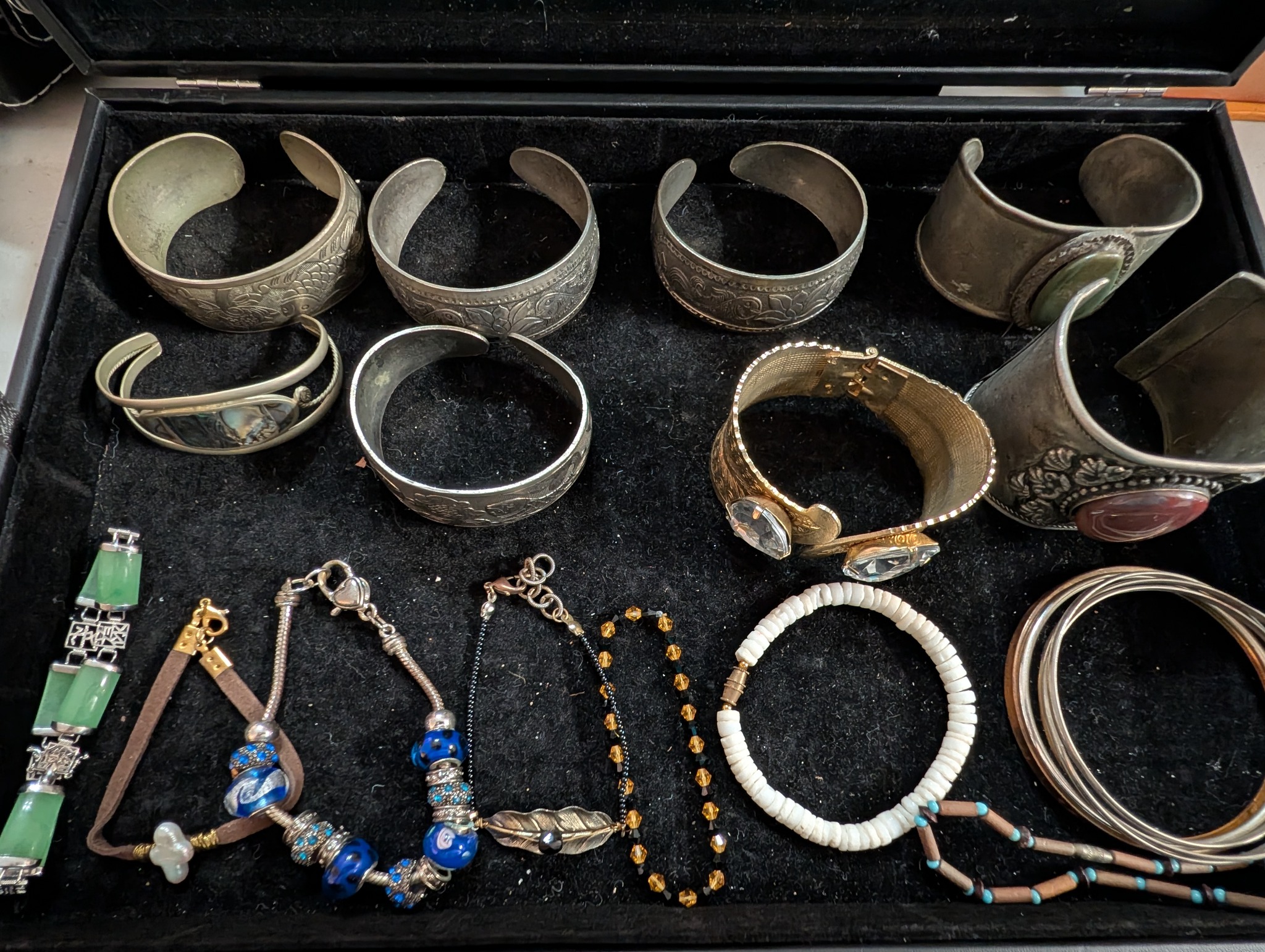Decorative cuff bracelets and beaded jewelry
